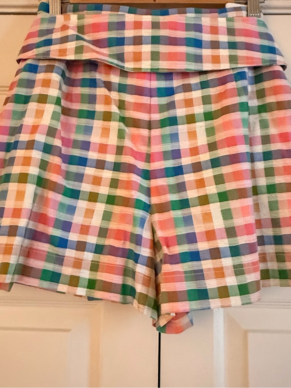 Multicolor Plaid Bow-Waist Women’s Shorts - Picture 3 of 6